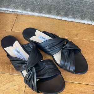 Jimmy Choo black leather sandals. Size 9